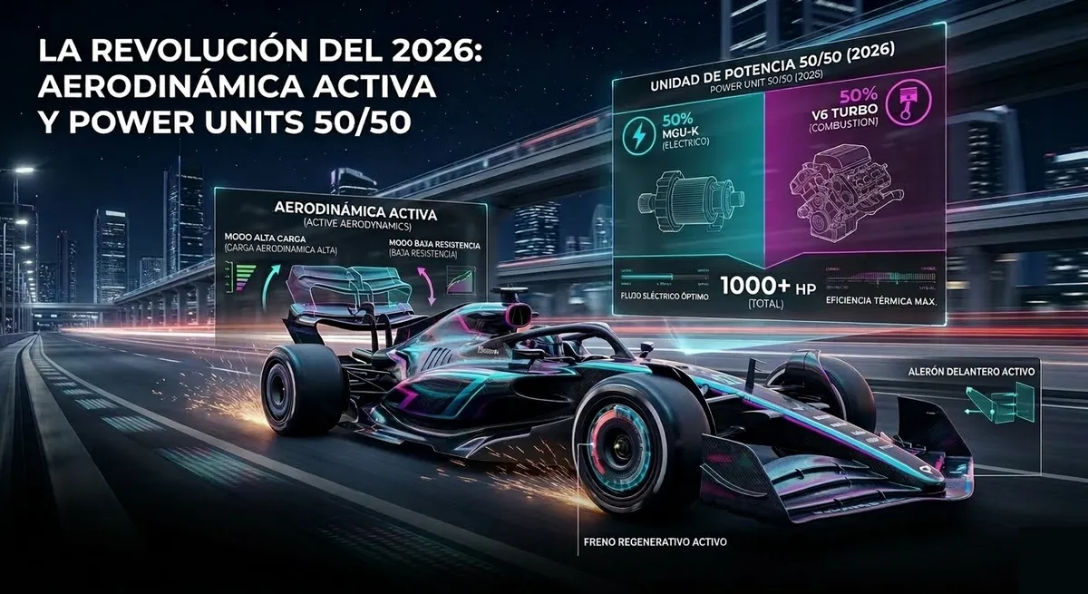 La Revolución del 2026: Aerodinámica Activa y Power Units 50/50